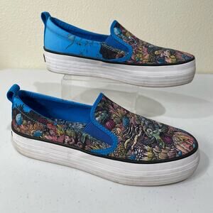 Sperry x Kerby Striper Ocean Sea Turtle Slip On Shoes Grunge Artsy Skater 6.5